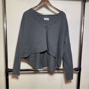 Urban Outfitters Charcoal Long Sleeve V-Neck Top